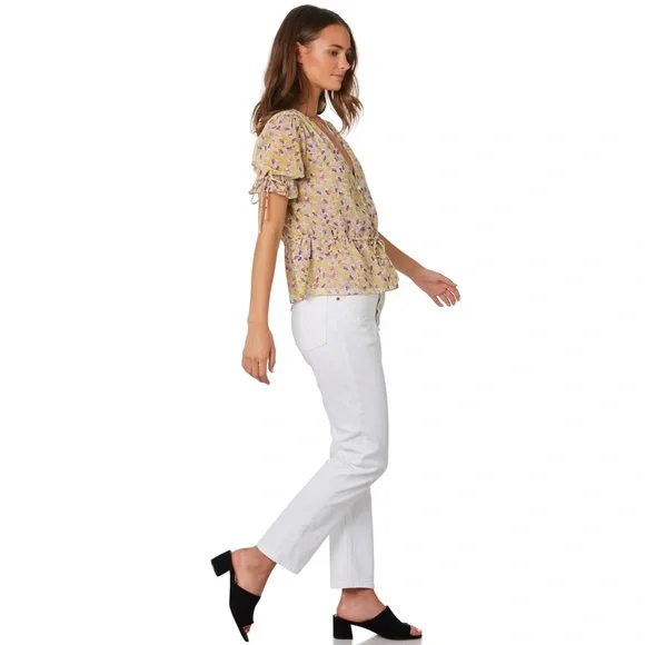 ✨NWT✨ THE EAST ORDER Arlo Floral Short Sleeve Top in Purple Rain Sz S - Picture 6 of 11